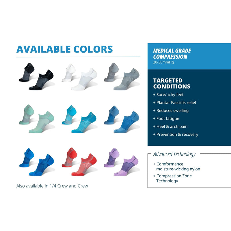 OS1st FS4 Plantar Fasciitis No Show Socks relieves plantar fasciitis, heel/arch pain and improves circulation Medium Blue