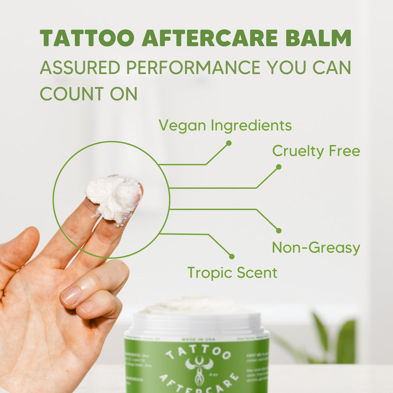 [Australia] - BodyJ4You Tattoo Aftercare Balm - New Tattoo Recovery Cream Moisturizer - Non Greasy Vegan Butter Enhancing Color - Safe Lotion Old Tattooed Skin Sun Protection Natural Skin Care - 4 Oz 