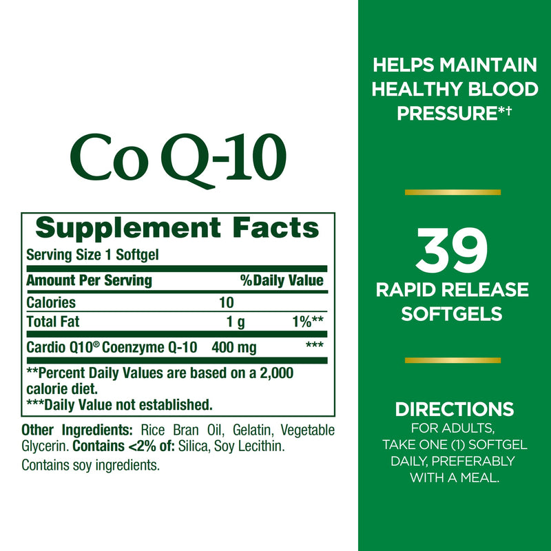 [Australia] - Nature's Bounty CoQ10 , Dietary Supplement, Supports Heart Health, 400mg, 39 Softgels 400 mg 39 Count (Pack of 1) 