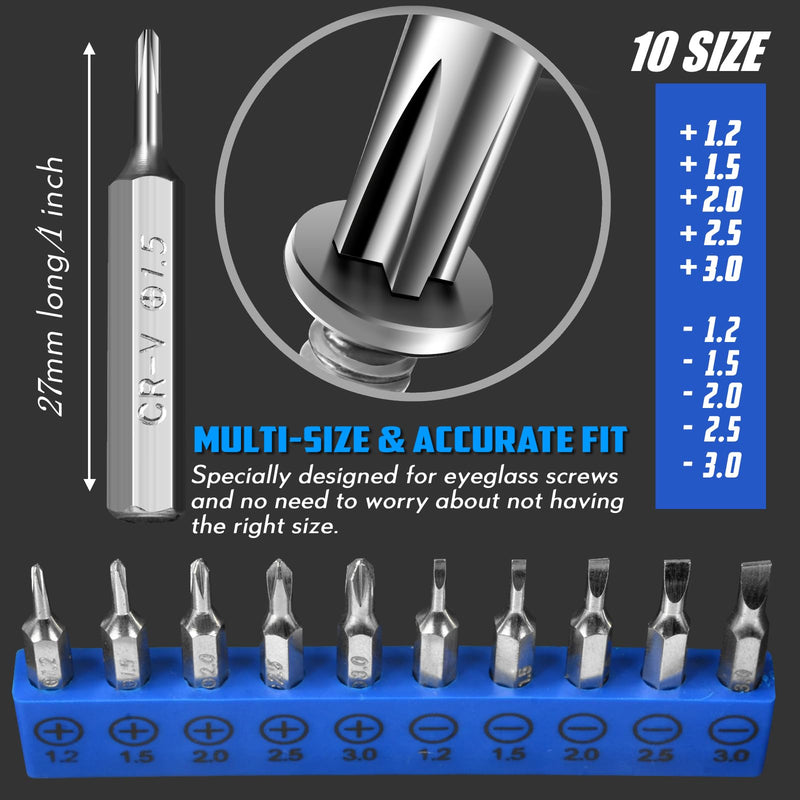 [Australia] - Eyeglass Sunglass Repair Kit,MINGFIX Magnetic Eye Glasses Repairing Tool Kit with Assorted Screws,Nose Pads,Small Screwdriver Bit Set & Tweezer with Mini Travel Case for Glasses,Sunglasses and Others 