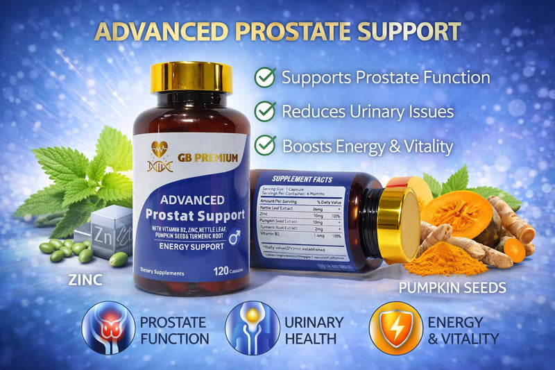 Advanced Prostate Supplement, 120 Capsules, with Nettle Leaf, Pumpkin Seed, Zinc, Turmeric & Vitamin B2