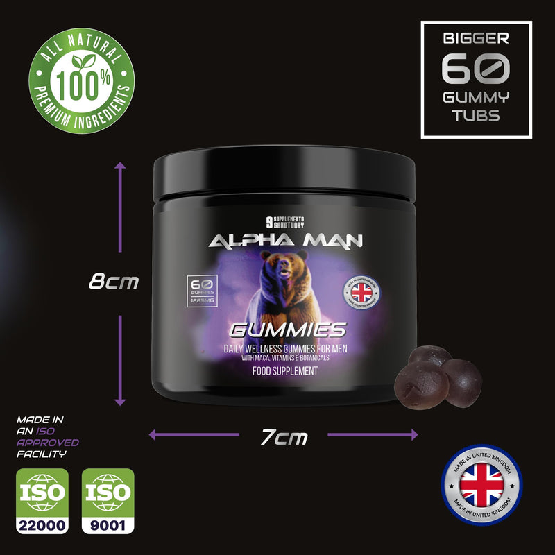 Alpha Man Gummies, with Maca, Vitamin B6, B12, Ashwagandha, L-Arginine, Tribulus Terrestris, 60 Gummies