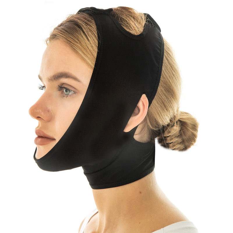 [Australia] - Post Surgery Neck and Chin Compression Garment Wrap Bandage, Face Slimmer, Jowl Tightening, Neck Coverage, Chin Lifting Strap (M) M 