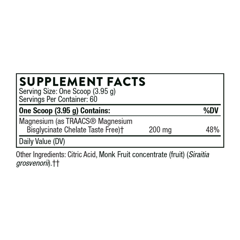 [Australia] - Thorne Magnesium Bisglycinate - Powdered Magnesium Formula - Supports Restful Sleep - NSF Certified for Sport - Gluten-Free - 6.5 Oz - 60 Servings 