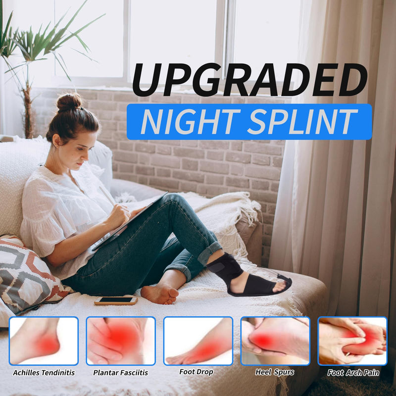Plantar Fasciitis Night Splint - Adjustable Plantar Fasciitis Relief Brace with Arch Cushion for Women(Size 6.5-10.5) & Men(Size 5-9), Planters Facetious Relief for Foot Drop, Achilles Tendonitis and Heel Spur Pain Relief