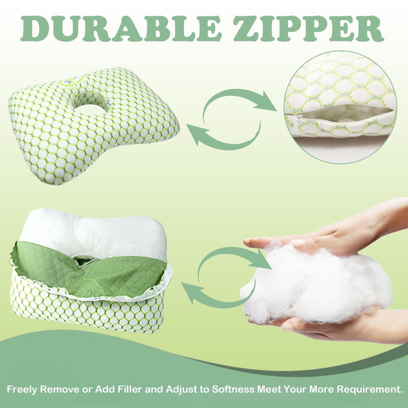 [Australia] - Ear Piercing Pillow for Side Sleepers with an Ear Hole for CNH and Ear Pain Ear Inflammation Pressure Sores, Washable and Adjustable Ear Guard Pillow（Green） Green 