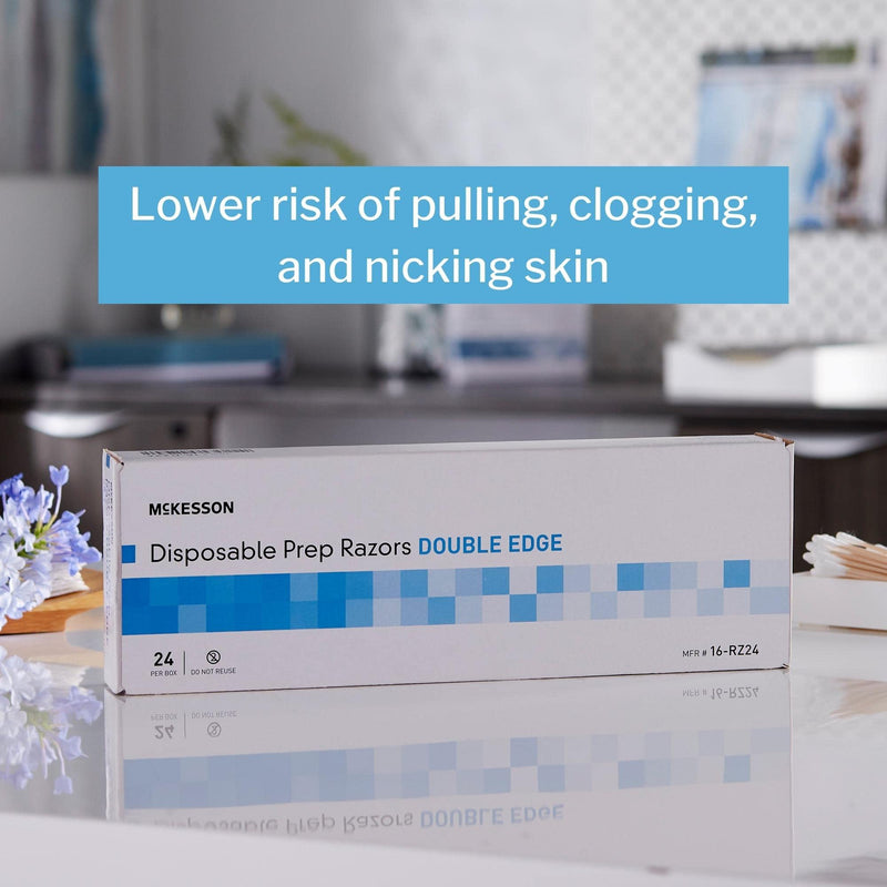 [Australia] - McKesson Disposable Razors [24 Count] Prep Shaving Razor, Single Blade Double Edge, Stainless Steel Blade, For Men and Women, Bulk, Blue 