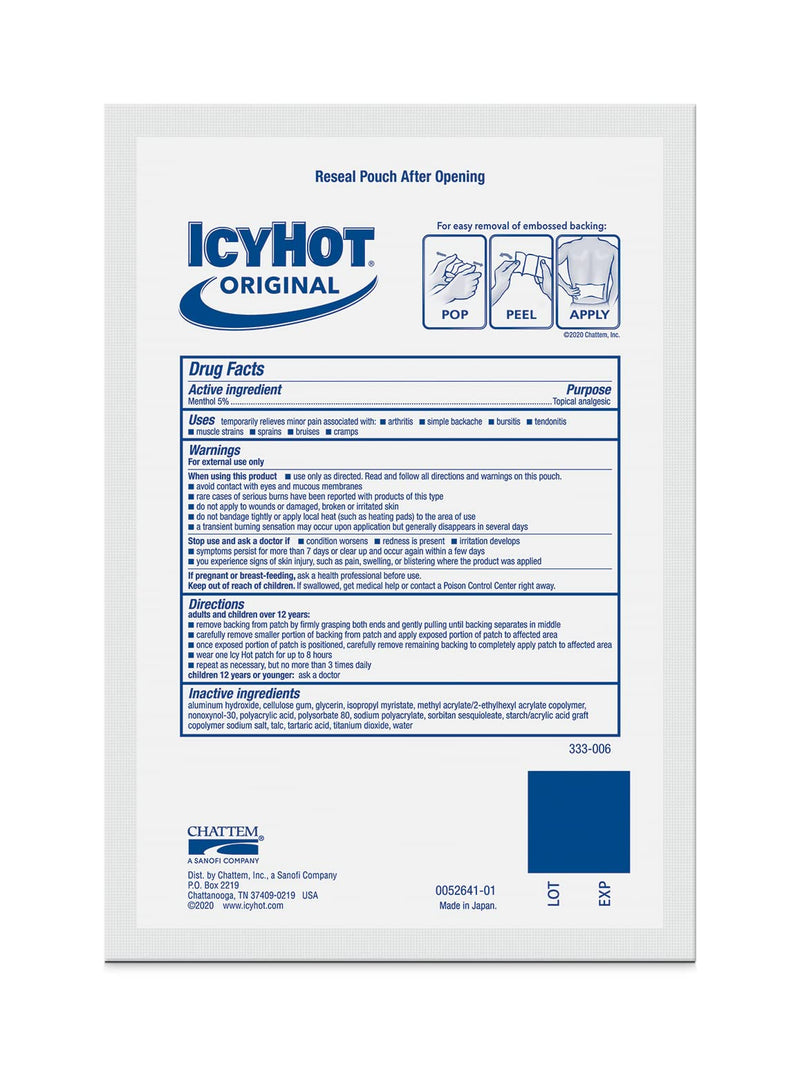 [Australia] - Icy Hot Extra Strength Medicated Patch, XL Back & Large Areas, 3 Count (Pack of 1) 3 Count (Pack of 1) 