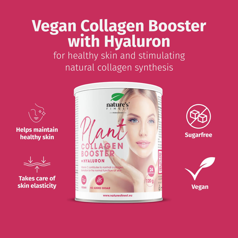 Nature's Finest by Nutrisslim Plant Collagen Booster - Vegan Collagen with Hyaluron, Vitamin C and Biotin, Natural Collagen Synthesis - 100% Natural, 120g 120g (Single)
