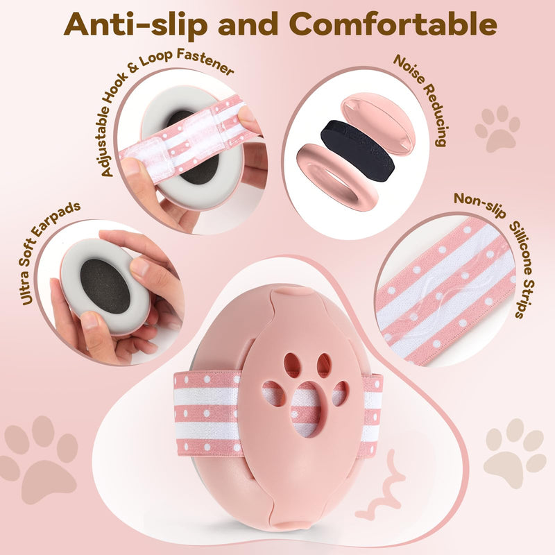 [Australia] - Baby Ear Muffs Noise Protection, 2-In-1 Baby Noise Cancelling Headphones for 0-48 Months Infants Toddlers, Travel Essentials for Airplane Fireworks Sleeping Pink 