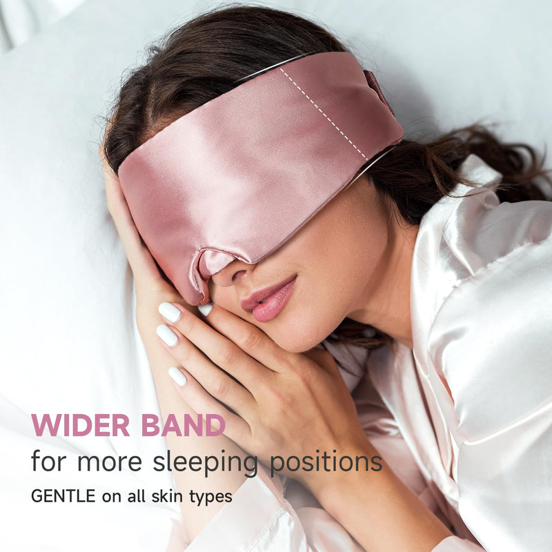 [Australia] - Umisleep Soft Sleep Mask, Blackout Eye Mask for Side Sleepers, Women Men Sleeping Mask, Anti-Wrinkle & Softer Than Real Mulberry Silk Eye Cover, Satin Blindfold with Adjustable Band, Pink 