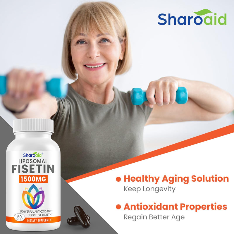 1500mg Fisetin Supplements - Powerful Absorption with Liposomal Delivery,98% Pure Fisetin,Polyphenol Antioxidant for Healthy Aging,Non-GMO - 1 Bottles, 60 Softgels for Adults 60 Count (Pack of 1)