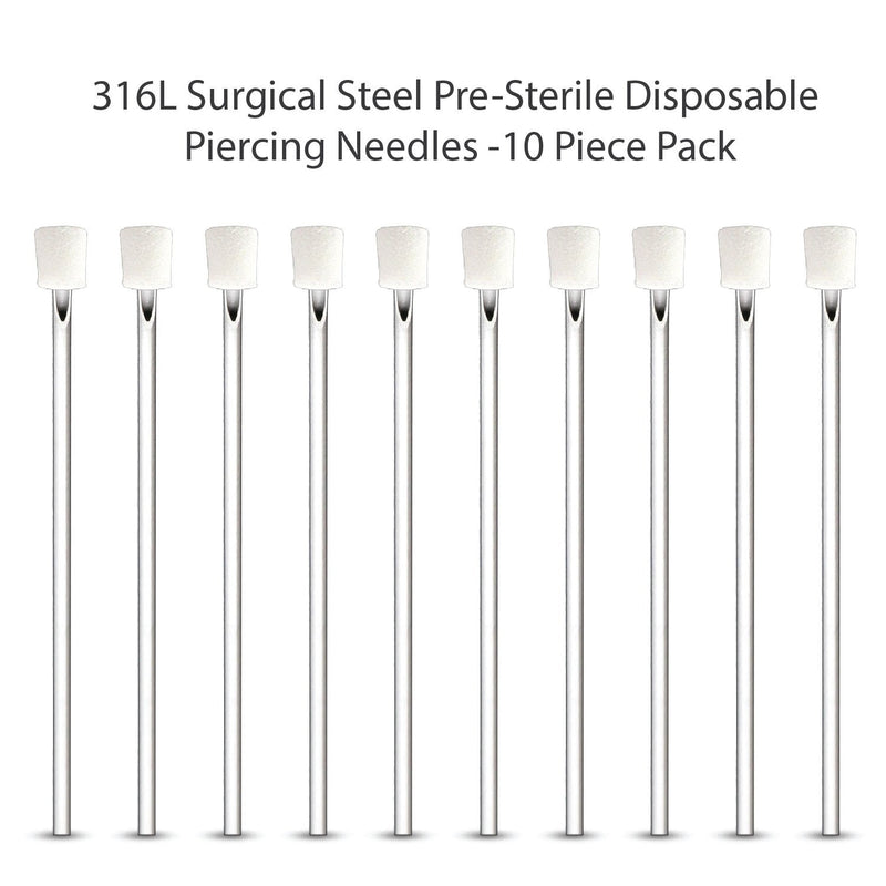 [Australia] - BodyJ4You 10PC Piercing Needles 18G - Sterile Disposable Sharp Surgical Stainless Steel - Nose Septum Ear Tragus Helix Labret Nipple Lip Navel 18 Gauge 