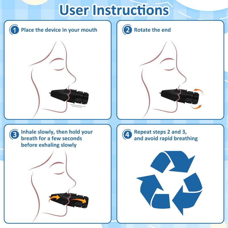 [Australia] - Breathing Trainer with Adjustable Resistance | Portable Respiratory Trainer with High-Grade Silicone | Compact Lung Exercise Device | Easy to Clean (Black) Black 