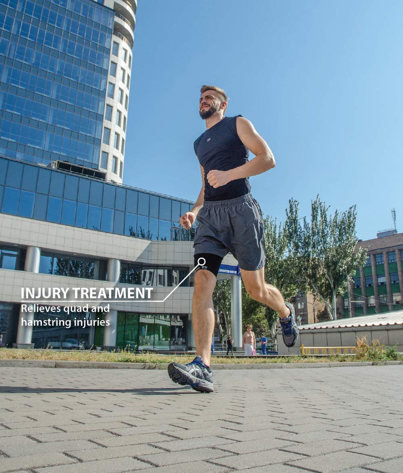 Zensah Thigh Compression Sleeve - Support for Pulled Hamstring, Quad Strain, Groin Compression Wrap for Men and Women Large Beige 2