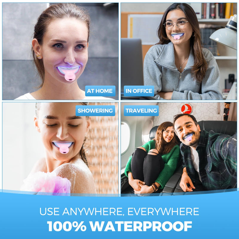 [Australia] - Teeth Whitening Kit for Sensitive Teeth - 16 LED Light - 30 Min Professional Non-Sensitive Fast Teeth Whitener with 3 Carbamide Peroxide Whitening Gel and Shade Guide - Pink 