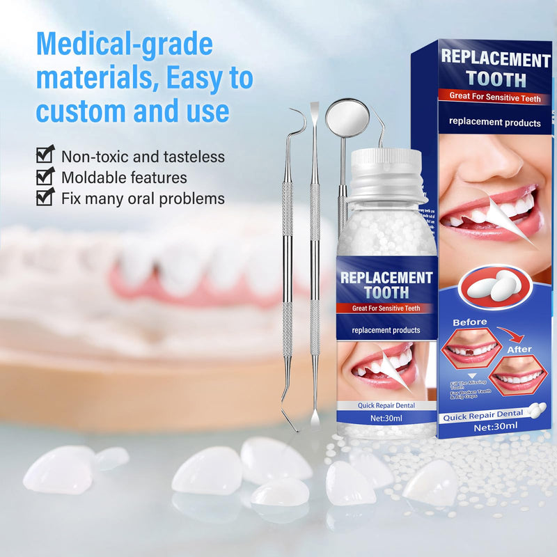 [Australia] - Tooth Repair Kit, Moldable Tooth Filling Repair Kit at Home, Make You Smile Confident Again, with 4 Dental Tools & 30 ml 