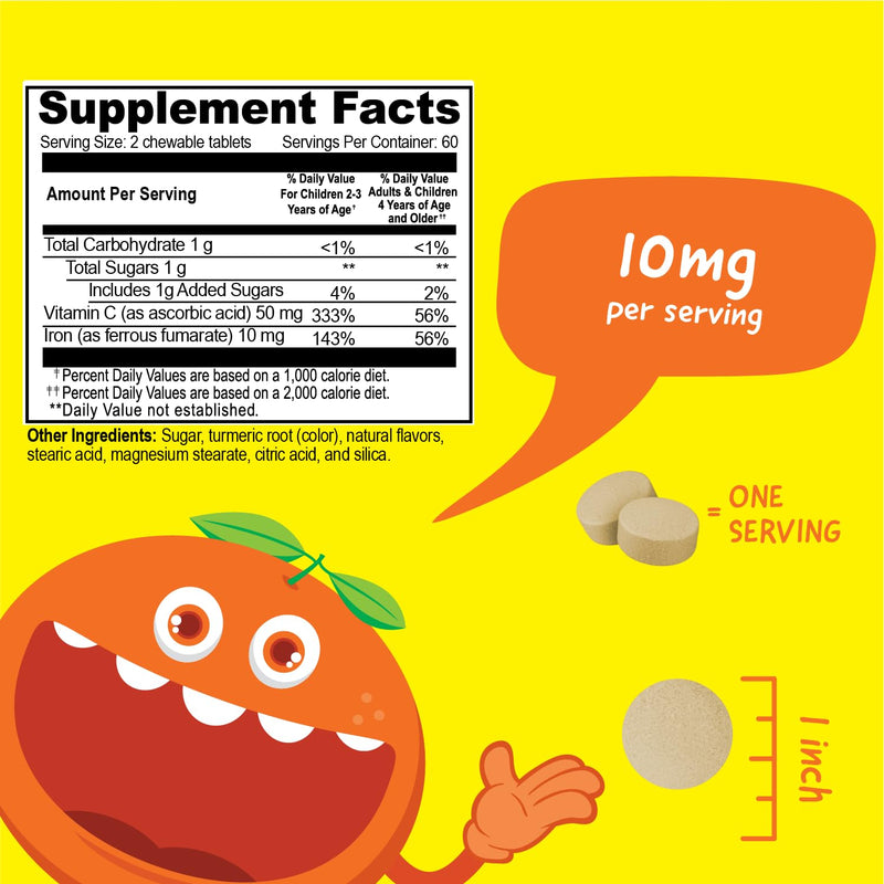 VitaWorks Kids Biotin 5000mcg Chewables + Iron 10mg + Vitamin C Chewables Bundle