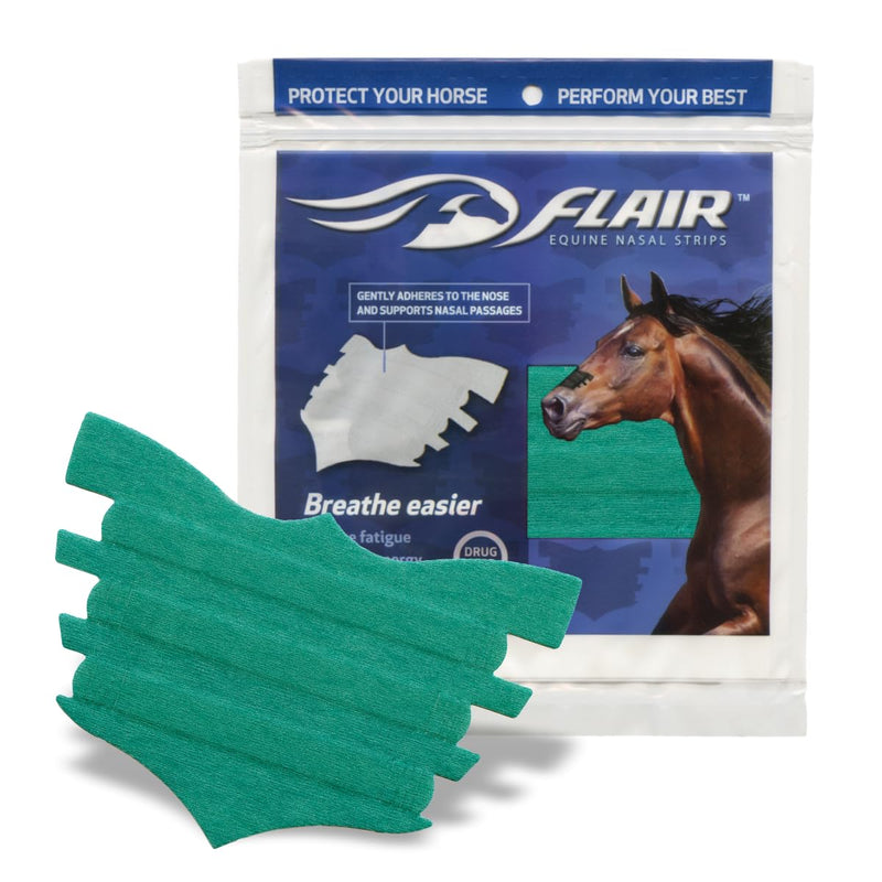 [Australia] - FLAIR Equine Nasal Strips for Horses (Turquoise, 1 Pack), Adhesive Equine Nasal Strips & Support, Breathing Improvement for Competition and Training Horses, Equine Health Supplies, Breathing Aid 