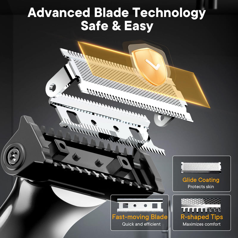 [Australia] - Body Shaver & Hair Trimmer for Men, Funstant Manscape for Body & Intimate Hair, Wet/Dry Water Resistant, Precision Electric Shaver, Bidirectional Blade, USB-C Balls Trimmer Dark Black 