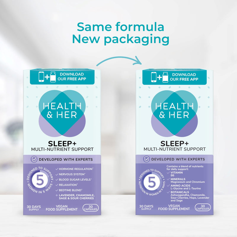 Health & Her Sleep+ Supplements for Women - Women's Multivitamin with Lavender, Chamomile & Magnesium - Vegan, Gluten-Free - 2 Month Supply, 60 Capsules 30 count (Pack of 2)