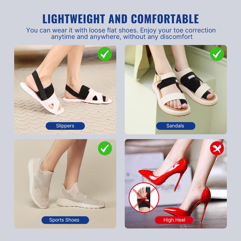 [Australia] - Fitgeno Bunion Corrector Women & Men Big Toe: Foot Straightener Splint Brace - Adjustable Bunyan Correction Orthopedic for Hallux Valgus Pain Relief 2 Pcs Black 