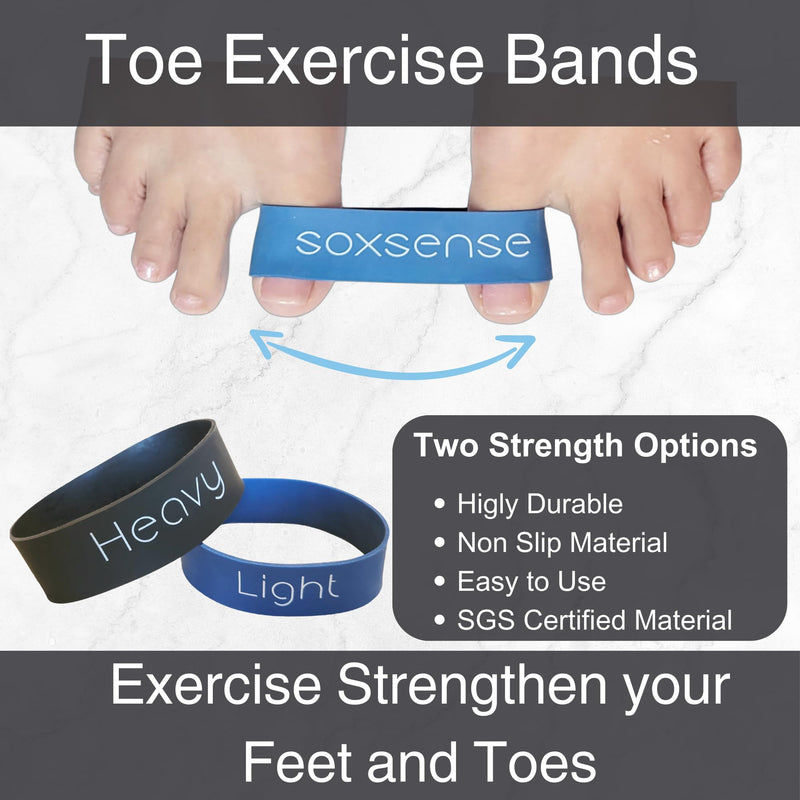 [Australia] - Soxsense Toe Bands for Bunions, Big Toe Separator from Second Toe/Toe Exercise & Stretch Bands Lightweight & Heavyweight (2 Bands) 