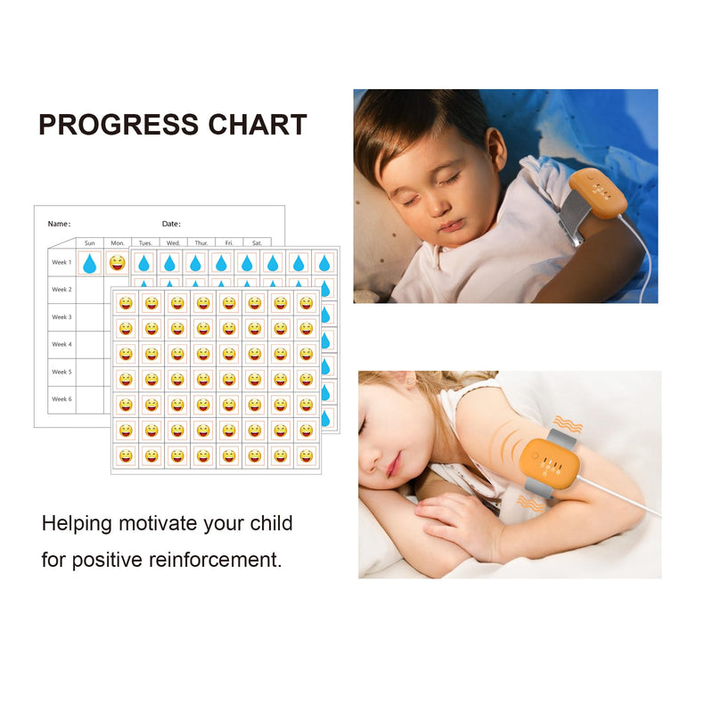 [Australia] - Bed Wetting Alarm for Kids Children, USB Rechargeable, 3 Working Modes, Pee Alarm with Sounds and Vibration, Potty Training Alarm for Boys and Girls (Orange) 