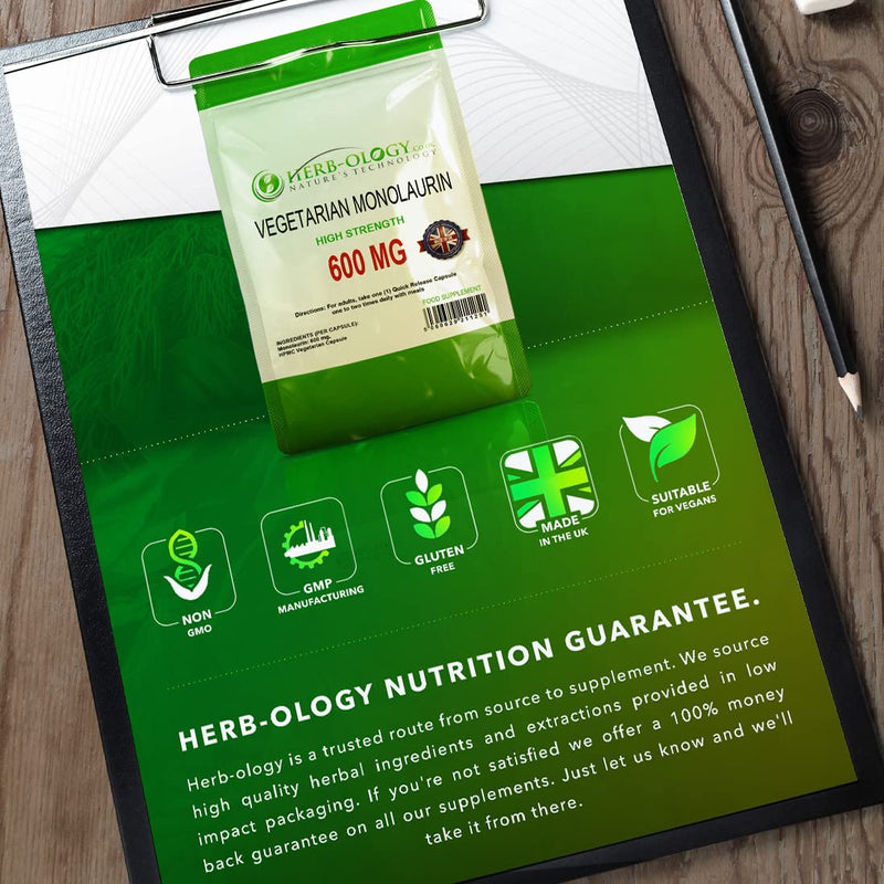 HB Monolaurin | 60 High Strength Monolaurin Capsules - 600mg-Monolaurin per Serving | No Artificial Ingredients or Fillers | Non-GMO, Gluten & Allergen Free | Manufactured in The UK 60 count (Pack of 1)