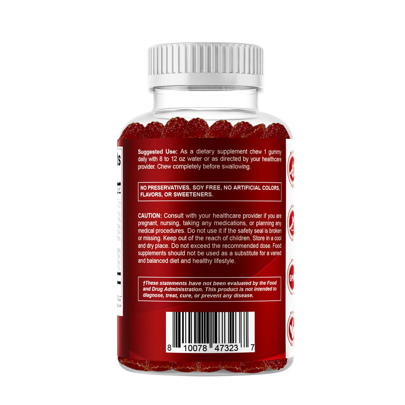 Vitamatic Vitamin B Complex Gummies with Vitamin C & Inositol - Natural Strawberry Flavor - 60 Gummies