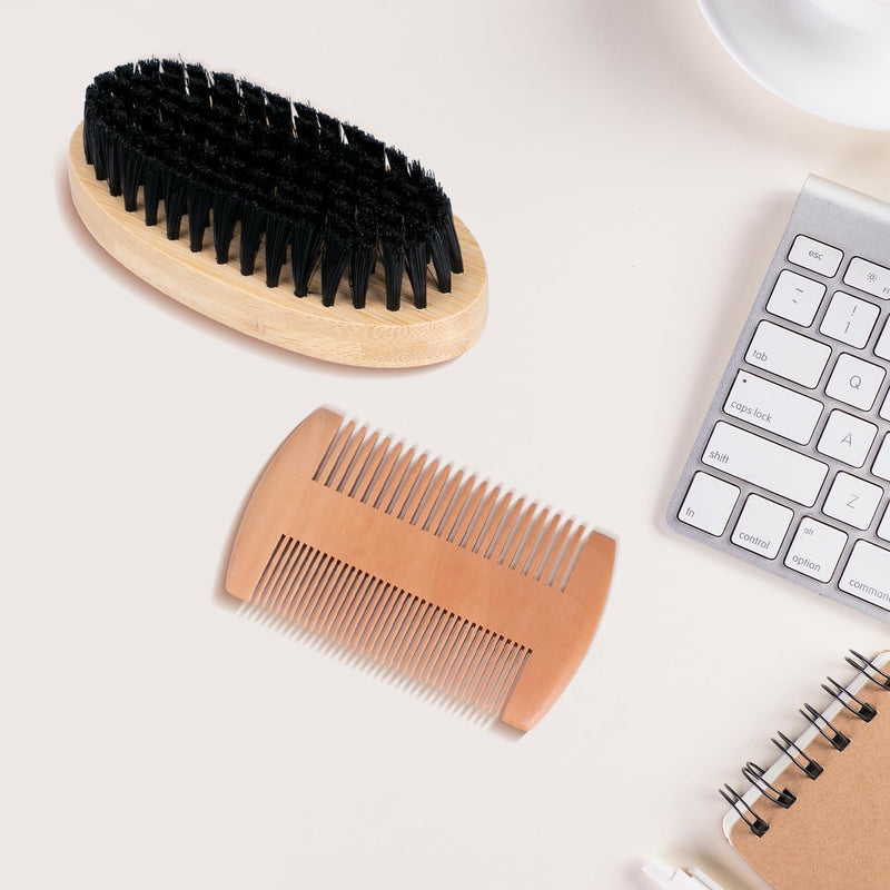 [Australia] - Acooruiteng Beard Brush Beard Comb Beard Brush Men Beard Comb Men Beard Brush Beard Brush Beard Comb Beard Comb Bristle Brush for Daily Beard Care Pack of 2 