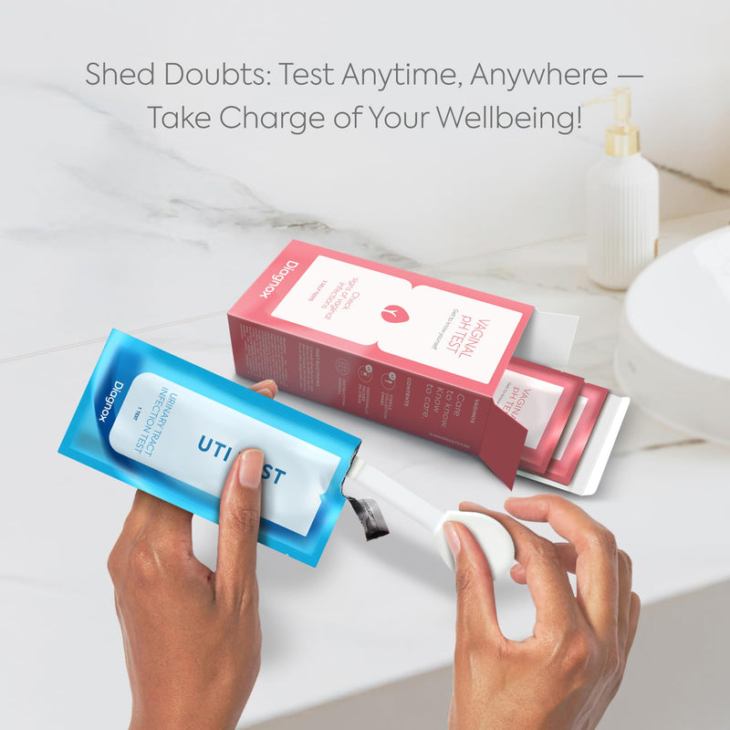 Diagnox UTI Test & Vaginal pH Test Bundle – Clinical Grade Accuracy – 3 UTI Test Strips & 3 Vaginal pH Test Strips for Women – UTI, BV, pH Balance and Yeast Infection Test Kit 1 Count (Pack of 6)