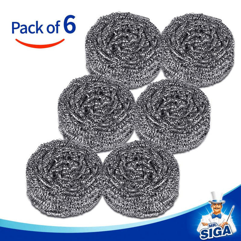 [Australia] - MR.SIGA Stainless Steel Scourer, Pack of 6, 30g Stainless Steel- Pack of 6 