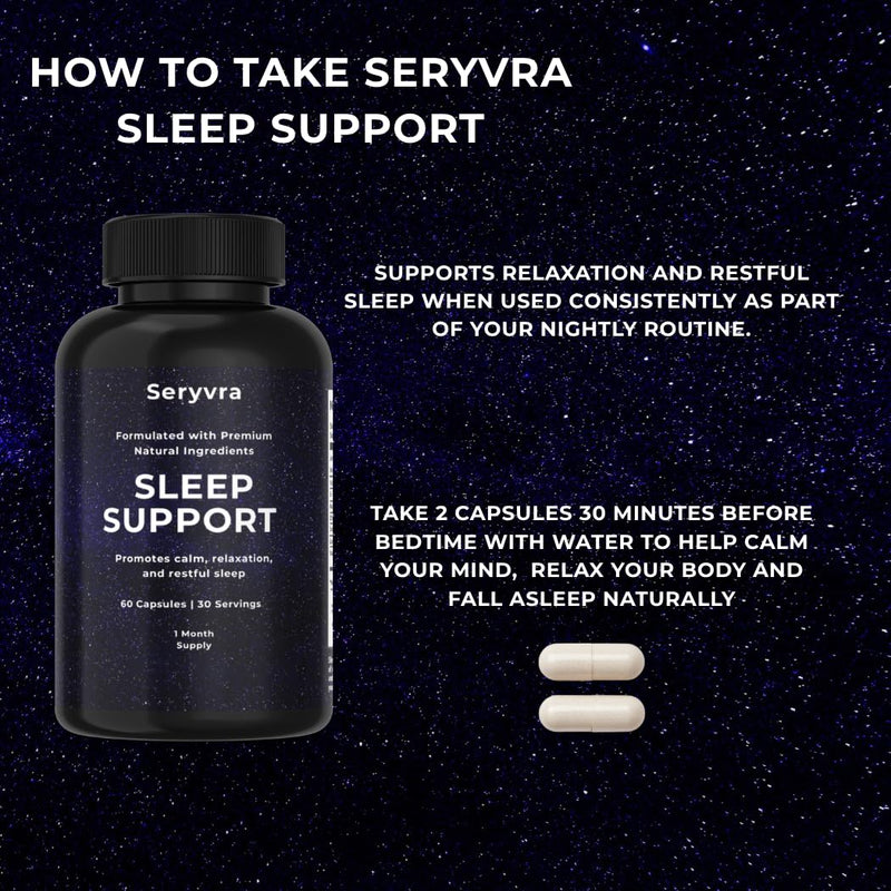 Premium Sleep Support Supplement with Magnesium Glycinate, L-Theanine, Ashwagandha, Valerian Root, Chamomile & Lemon Balm – Natural Sleep Aid & Stress Relief for Adults, Deep Restorative Sleep