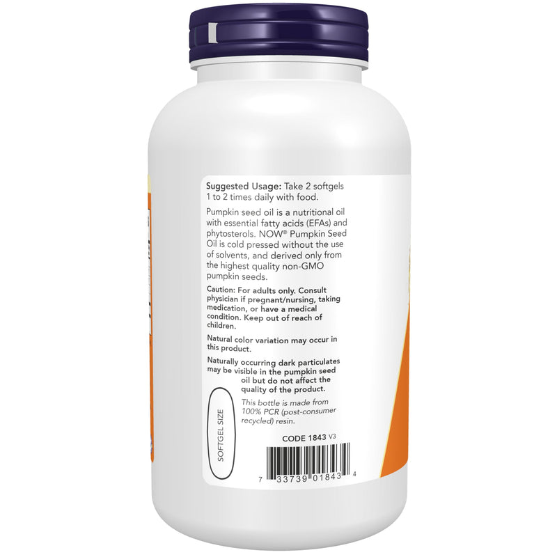 NOW Supplements, Pumpkin Seed Oil 1000 mg with Essential Fatty Acids and Phytosterols, Cold Pressed, 200 Softgels 200 Count (Pack of 1)