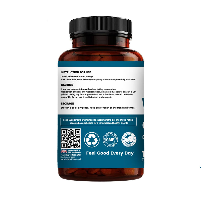 Vitamin B Complex -Vitamin B Complex High Strength -180 Tablets Blend of 8 B Vitamins & Vitamin C - One A Day - Folic Acid, B1, B2,B3,B5,B6,Vitamin B12 Halo Nutrition