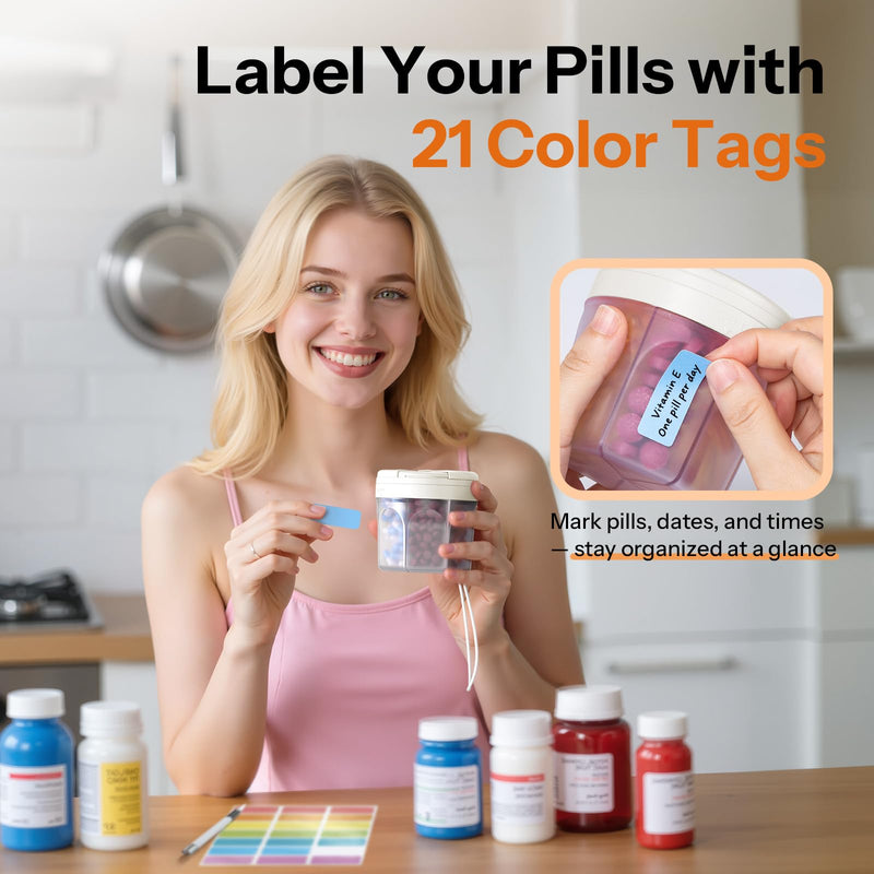 Pill Organizer with 7 Large Compartments,XL Cute Travel Pill Box BPA-Free | Anti Mixing, Large DIY Compartments for Vitamins and Fish Oil, Portable Monthly Pill Box with Labeled and Lanyards, White