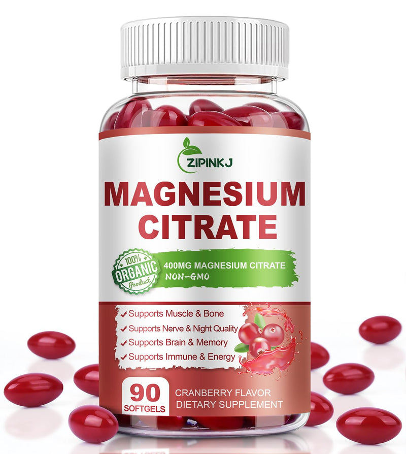 Magnesium Citrate Supplements 400mg for Women & Men, 270 Count | Magnesium Citrate with Vitamin D3, B6 and Cranberry Extract High Absorption for Night Quality, Muscle & Bone, 135 Servings 90 Count (Pack of 3)