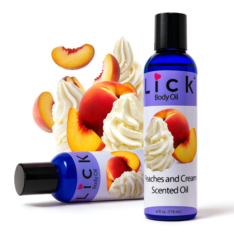 LICK Peachs and Cream Creamy Scented Body Oil – Non-Greasy Daily Hydration with Almond Oil & Vitamin E – 4 oz