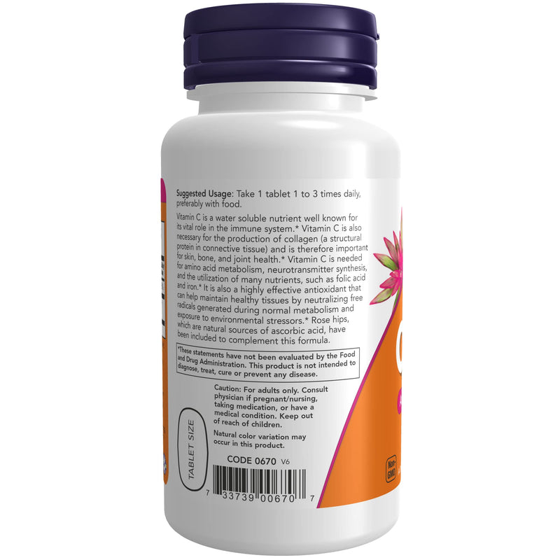NOW Supplements, Vitamin C-500 with Rose Hips, Antioxidant Protection*, 100 Tablets (Pack of 2) 100 Count (Pack of 2)