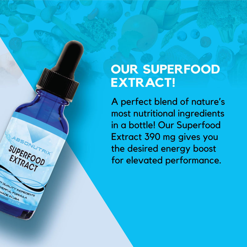 Superfood Extract 390 mg, 4 Oz Liquid, 302 Servings, Made in USA, Quick Absorption, Quality Potent Ingredients, Non-GMO, GMP Certified, Cruelty-Free Products