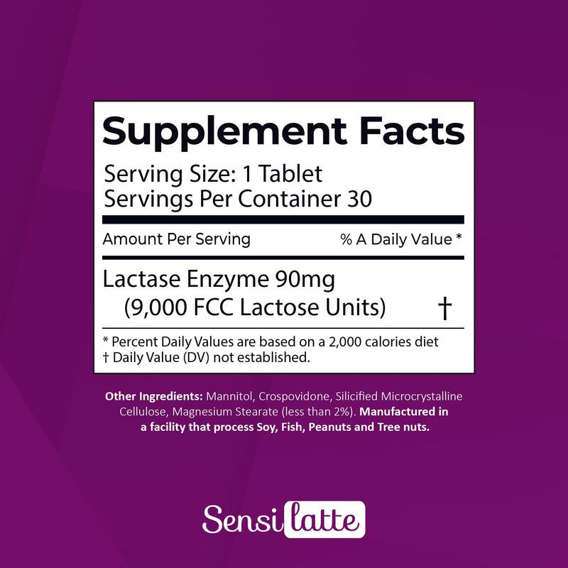[Australia] - Lactase Enzyme 30 Tablets No Flavor - 9.000 FCC - Sensilatte ‚Äì Quick Dissolution ‚Äì Helps with Digestive Comfort ‚Äì Prati Donaduzzi Tasteless / No Flavor 30 Count (Pack of 1) 