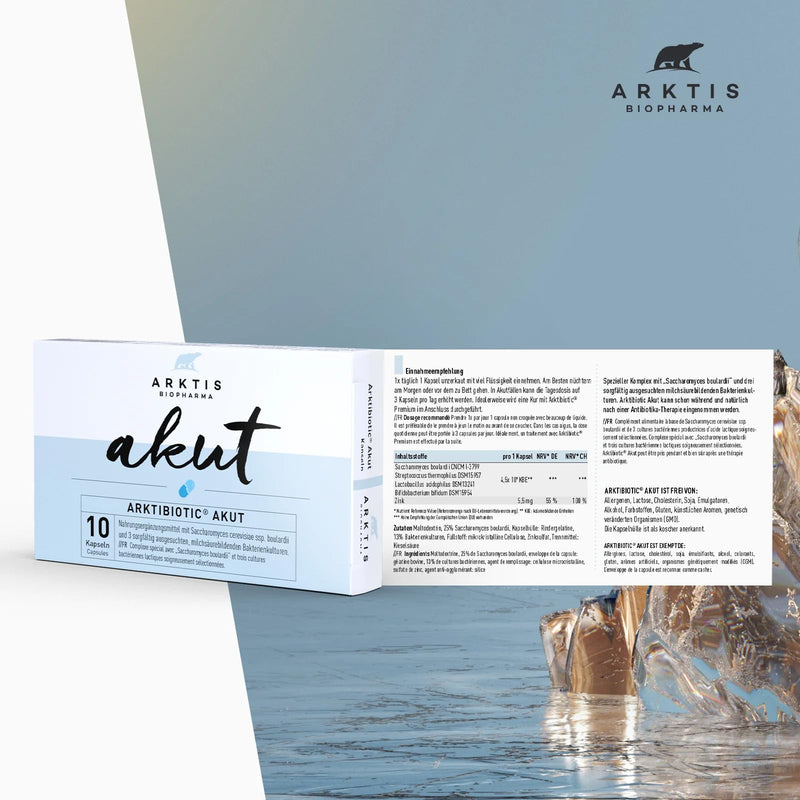 [Australia] - Arktibiotic Akut 10 capsules for acute intestinal flora support | With Saccharomyces boulardii, zinc & 3 lactic acid bacteria cultures 