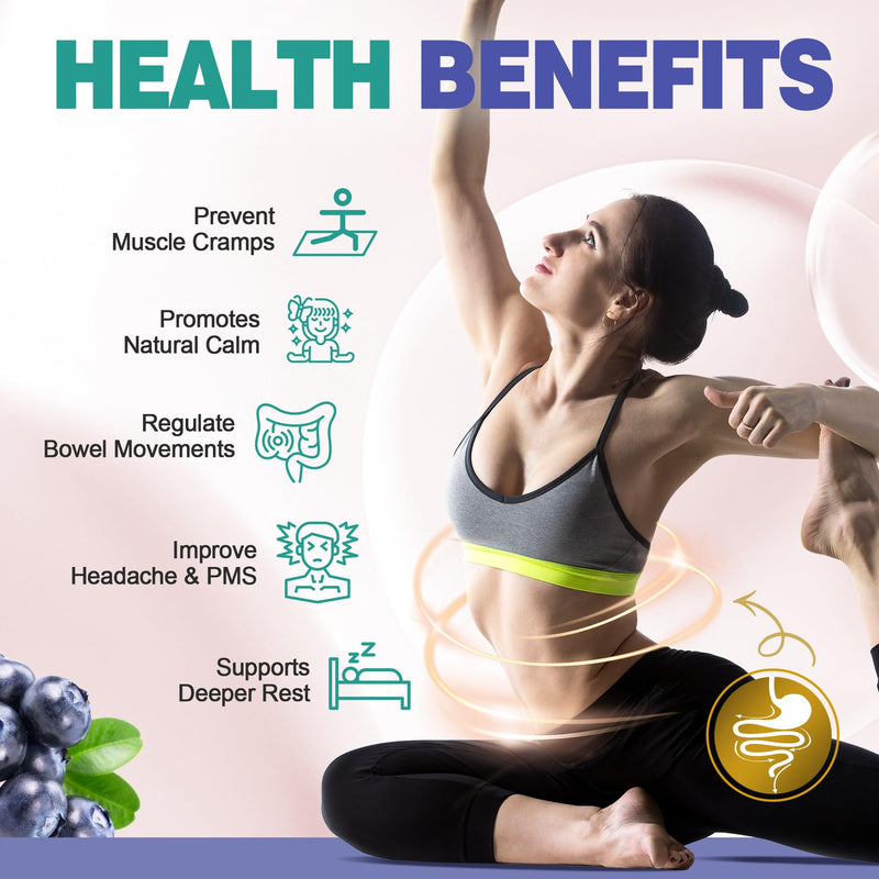 Magnesium Glycinate Citrate Malate Complex Gummies Sugar Free, Vegan, 60ct | Triple Magnesium 400mg with Prebiotics & Probiotics, Calm Gummies Supplement Plus Vitamin B6, D3 & C for Muscles & Mood 60 Count (Pack of 1)