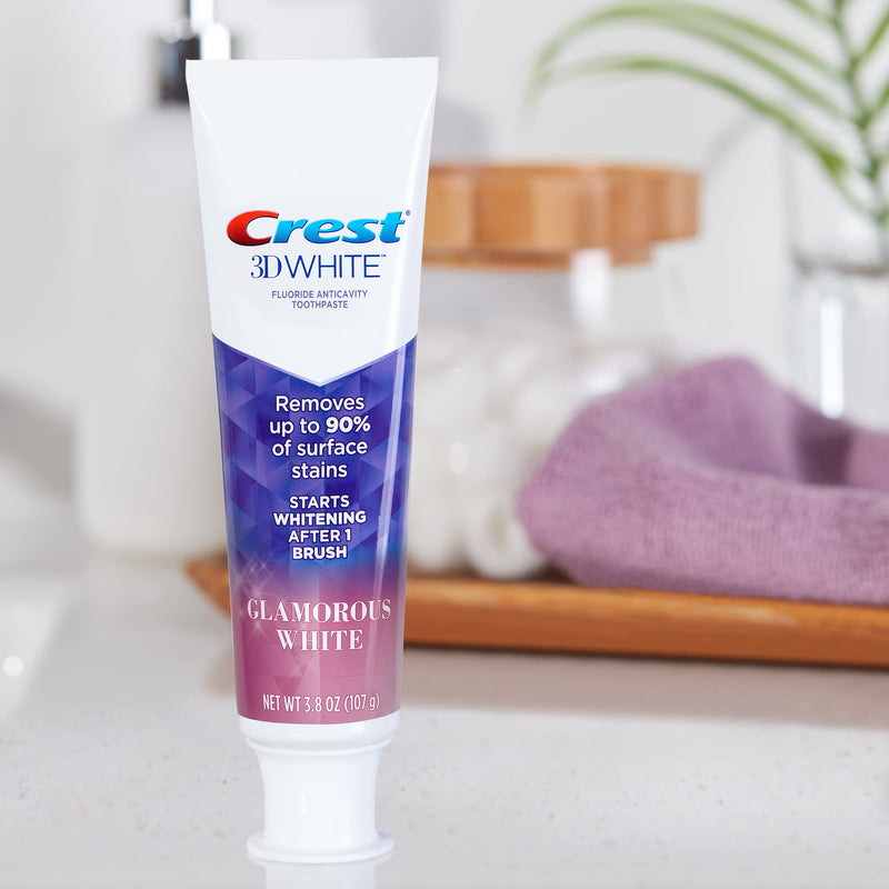 [Australia] - Crest Toothpaste 3D Glamorous White, Mint, (Packaging May Vary) 3.8 Oz, Pack of 4 