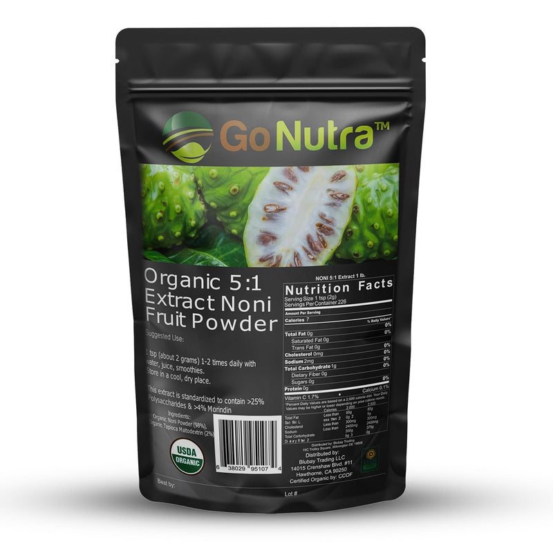 [Australia] - Go Nutra Noni Fruit Powder Organic 5:1 Extract Pure 1lb. (16 oz) Superfood Noni Powder 