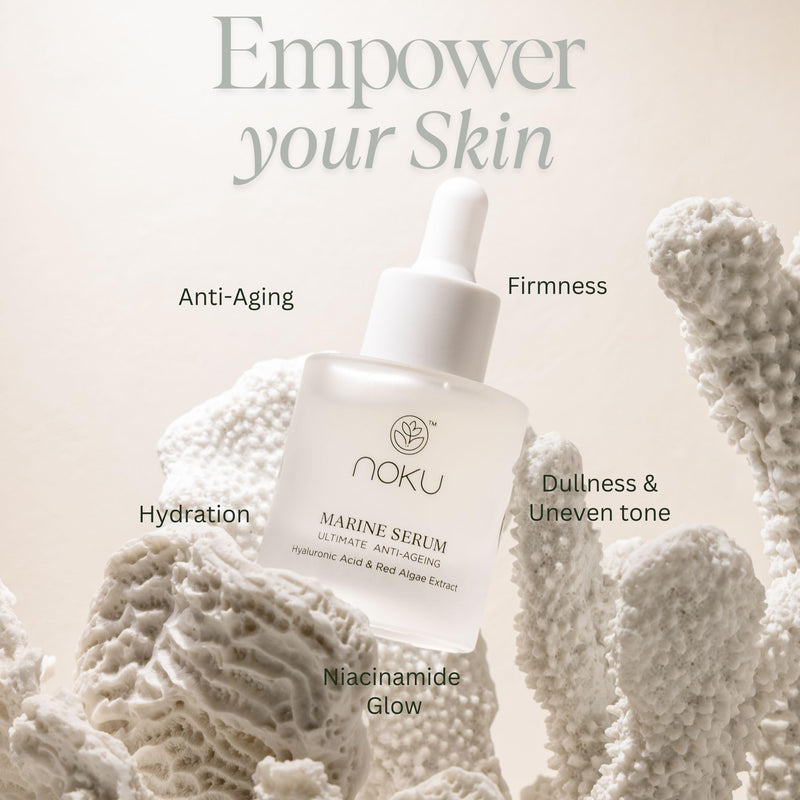 Noku Marine Serum – Red Algae, Hyaluronic Acid & Vitamin C | Anti-Aging, Firming & Deep Hydration | Vegan, Cruelty-Free, Clean Skincare for Glowing Complexion (30ml)