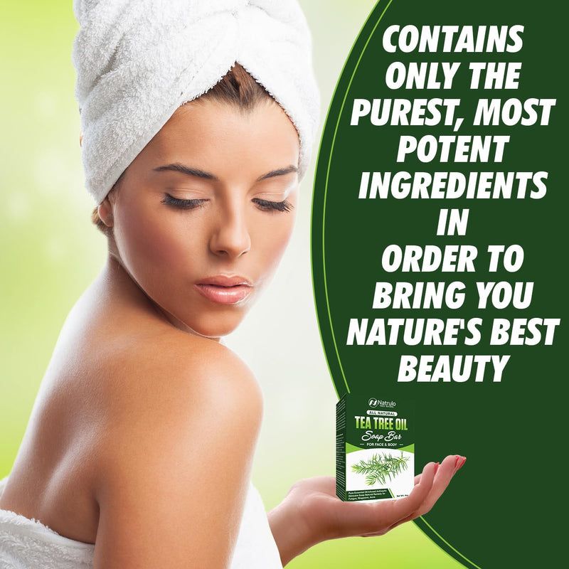 [Australia] - Tea Tree Oil Soap Bar for Face & Body, 4oz – Antifungal Antiseptic Natural Remedy Skin Cleanser – Pure Essential Oil Infused Skincare Cleansing Anti Fungal Bar Soap for Fungus, Ringworm, Acne 