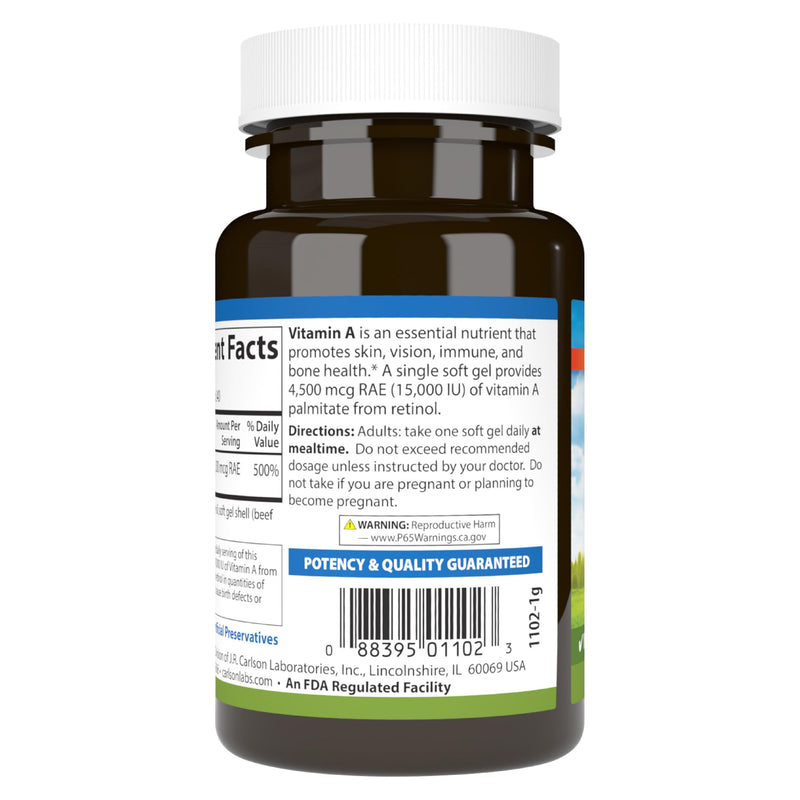 Carlson - Vitamin A, 15000 IU Palmitate (4500 mcg RAE), Vision Health & Healthy Skin, Immune Function, 240 Softgels (Pack of 2) 240 Count (Pack of 2)