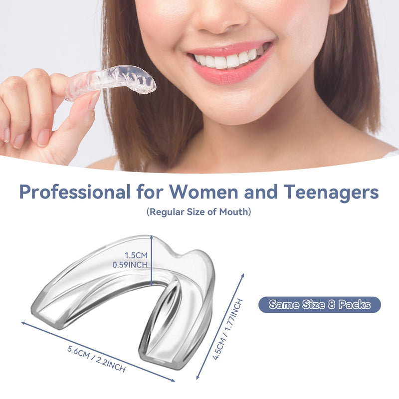 [Australia] - Women Mouth Guard for Teeth Grinding, Pack of 8 Moldable Mouth Guards for Clenching Teeth, Comfortable Night Guard for Teenagers Sport Athletic, Whitening Tray Medium Size 
